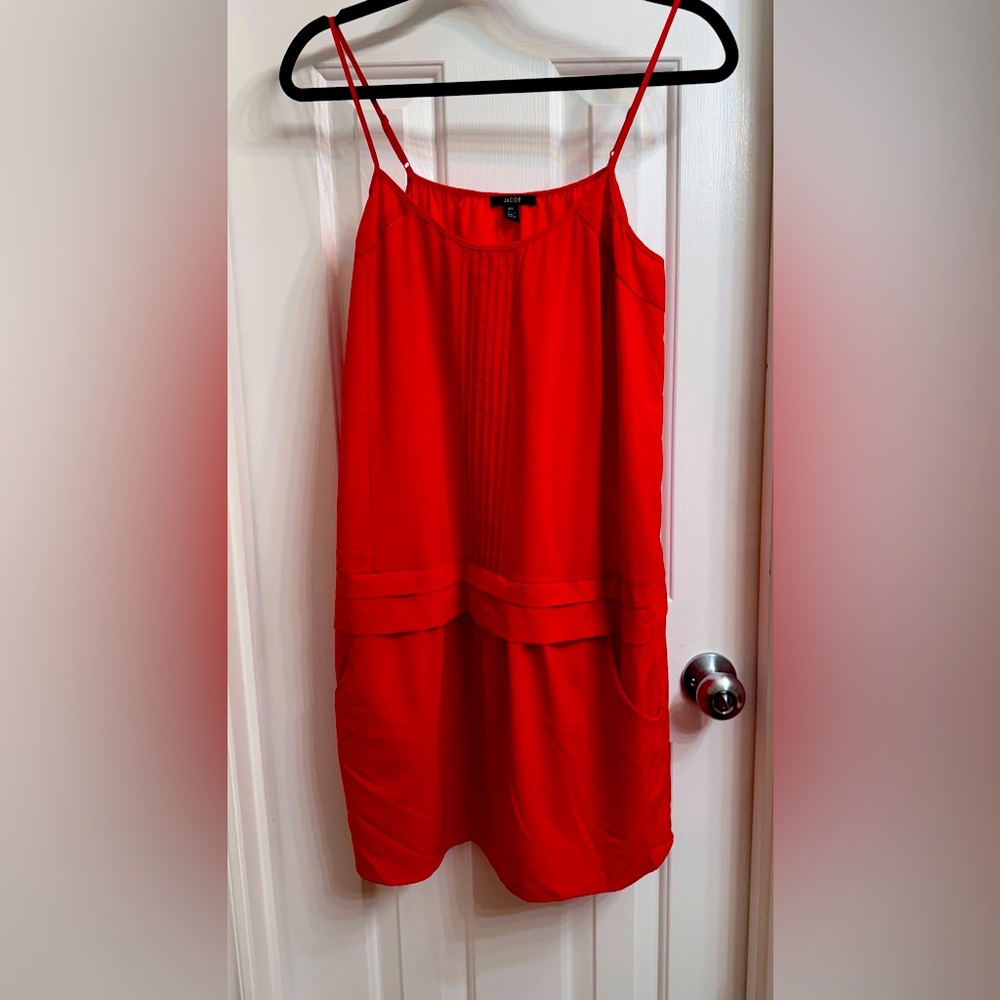 Jacob Vibrant Red Strappy Slip Dress with Pockets, Size Large